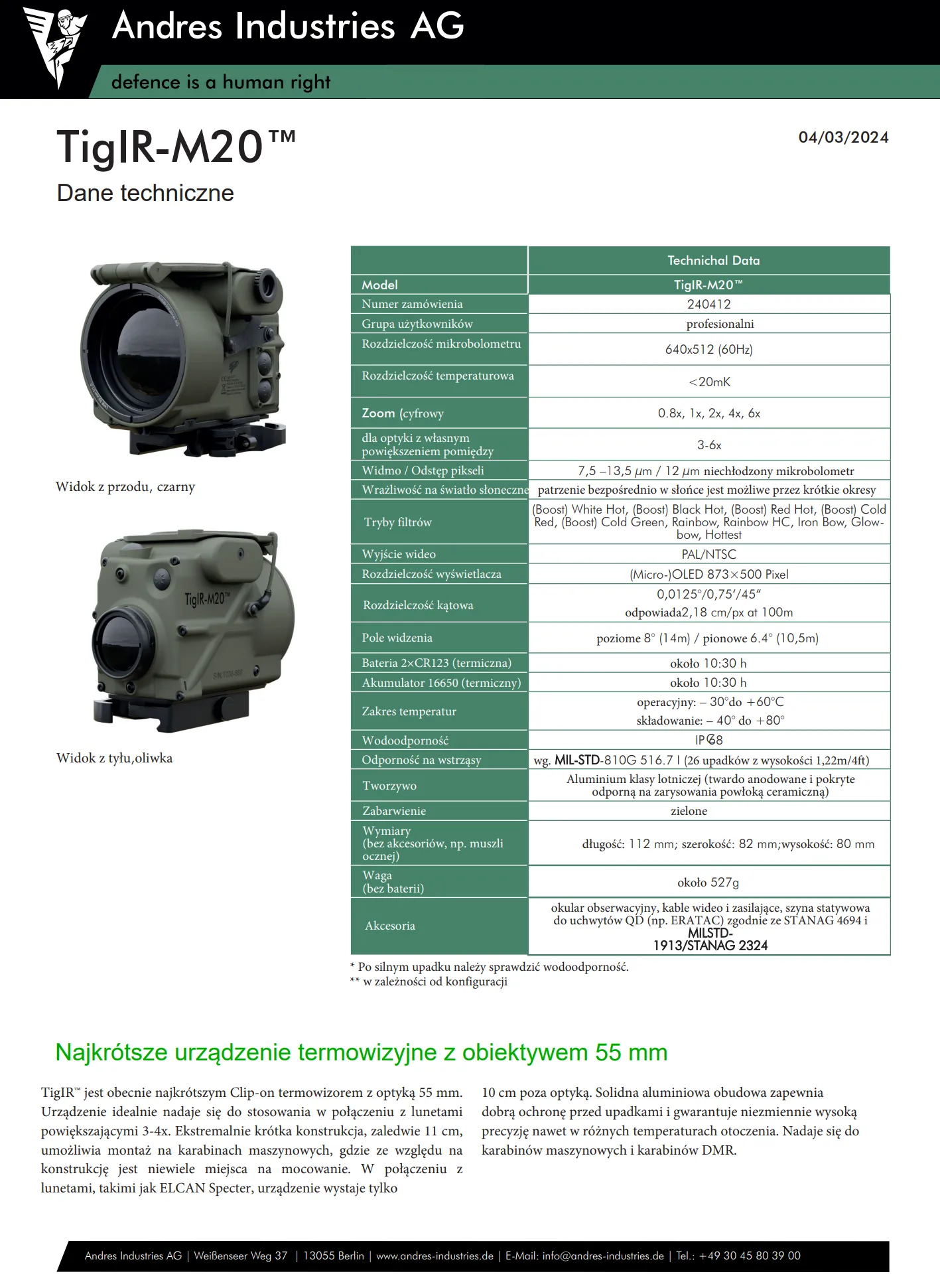 Andres Industries — TigIR-M20_PL